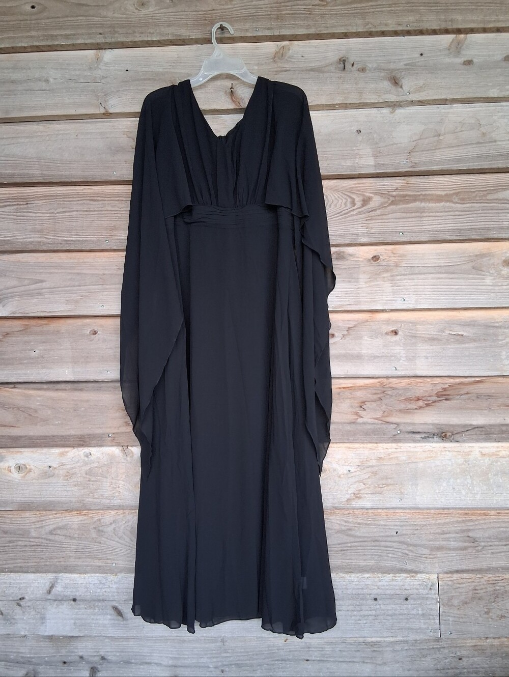 New Flycurvy Plus Size Formal Chiffon Cape Sleeve Maxi Dress